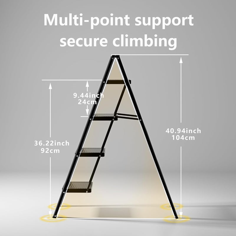 KLINK Step Ladder 4 Step Folding, Sturdy 330 Lbs Small Step Stool for Adults, Closet Step Stool Ladder with Anti-Slip Wide Pedals, Portable Folding Ladder for Home Kitchen Office - Image 4